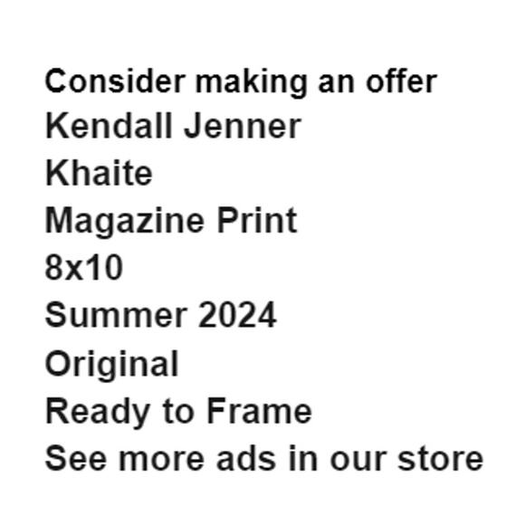 Kendall Jenner in Khaite Magazine Print Summer 2024 Frame Ready Original - Picture 2 of 4